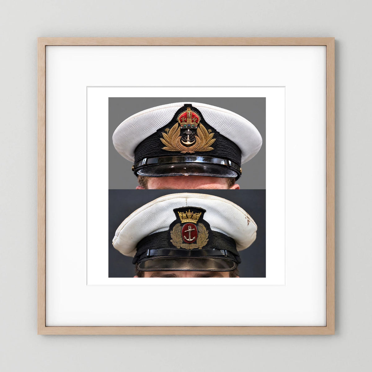 Royal Navy and Merchant Navy Visor Caps, WWII — composite presentation mockup