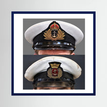 Royal Navy and Merchant Navy Visor Caps, WWII — composite presentation mockup