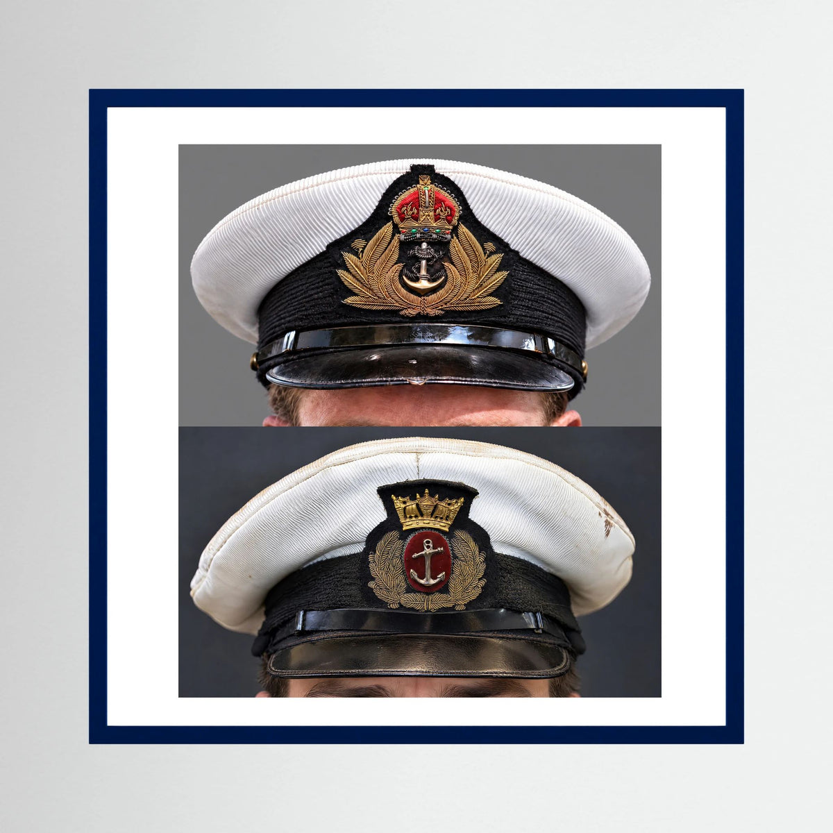 Royal Navy and Merchant Navy Visor Caps, WWII — composite presentation mockup