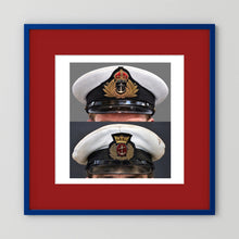 Royal Navy and Merchant Navy Visor Caps, WWII — composite presentation mockup