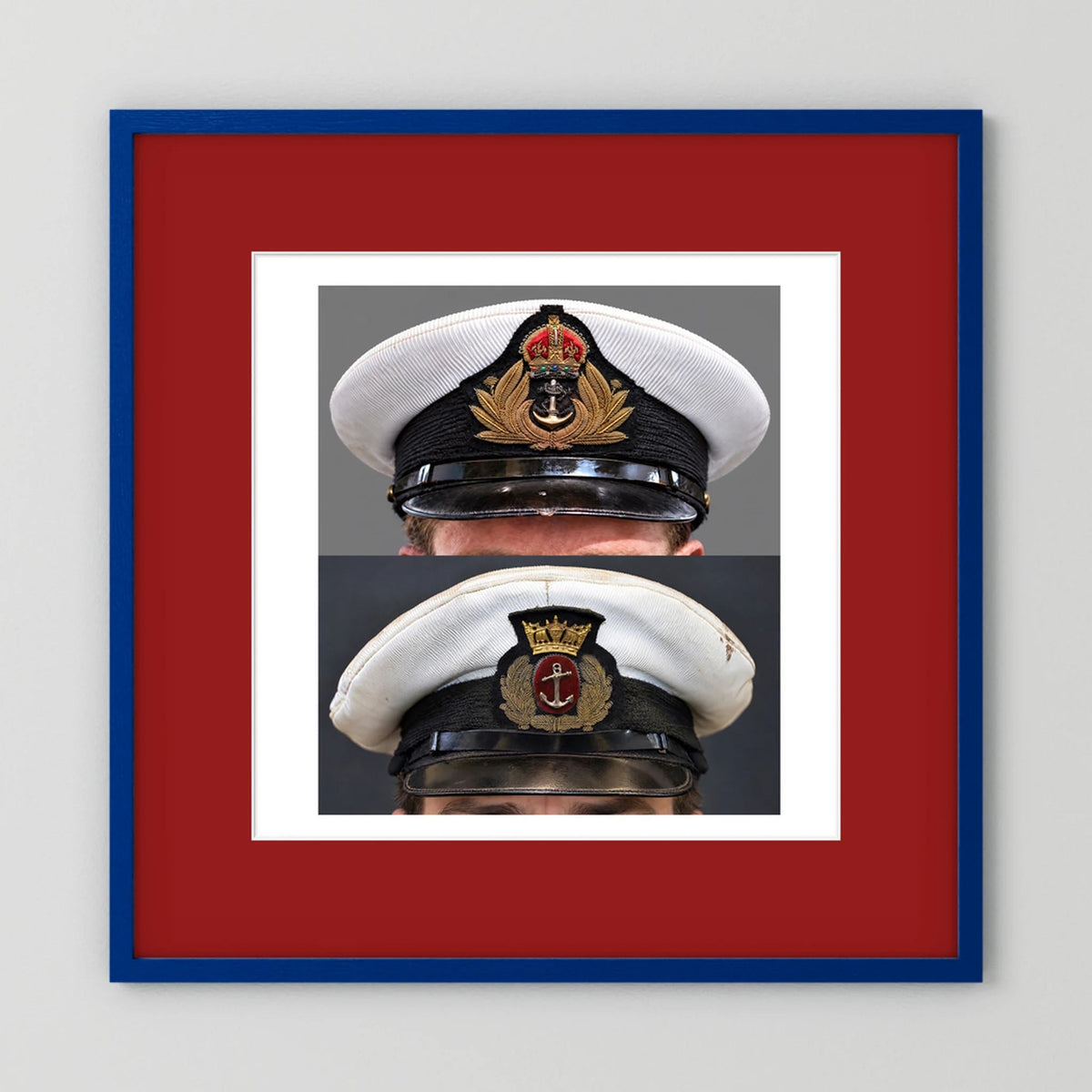 Royal Navy and Merchant Navy Visor Caps, WWII — composite presentation mockup
