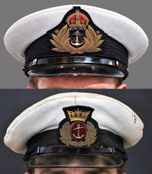 Composite image showing Royal Navy and Merchant Navy Visor Caps, WWII