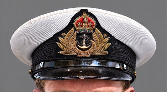 Royal Navy WW2 White Top Officer Visor Cap. Photograph - Art goes to War