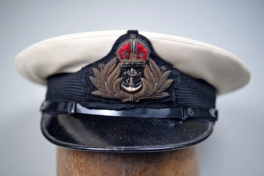 Royal Navy WW2 White Top Officer Visor Cap - Art goes to War