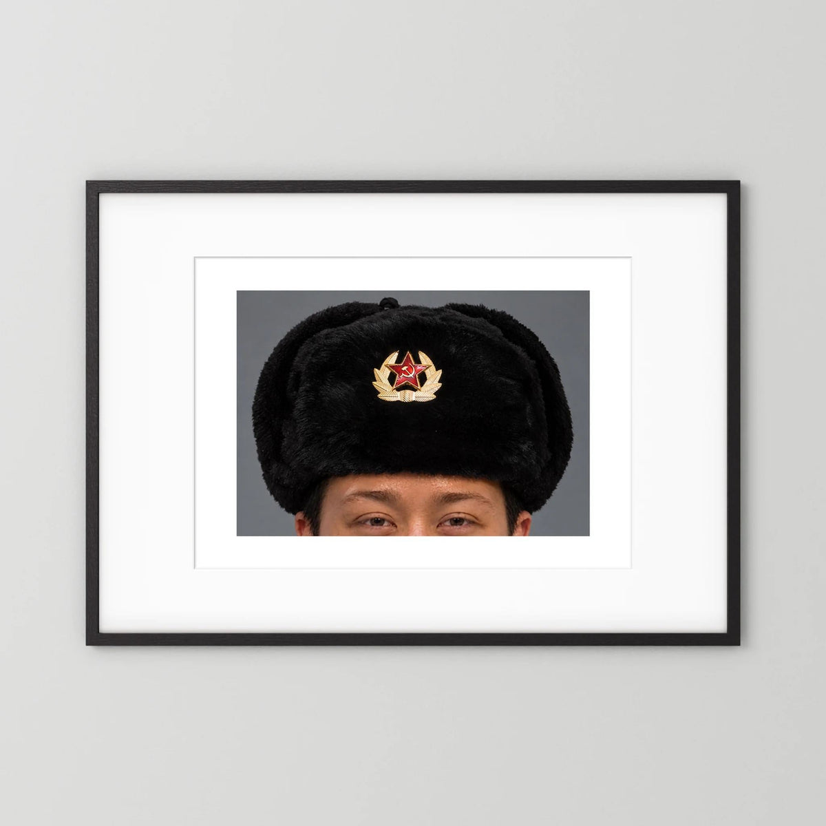 Russian Ushanka, Military with Soviet Army Insignia — photograph presentation mockup