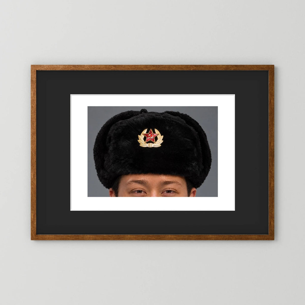 Russian Ushanka, Military with Soviet Army Insignia — photograph presentation mockup