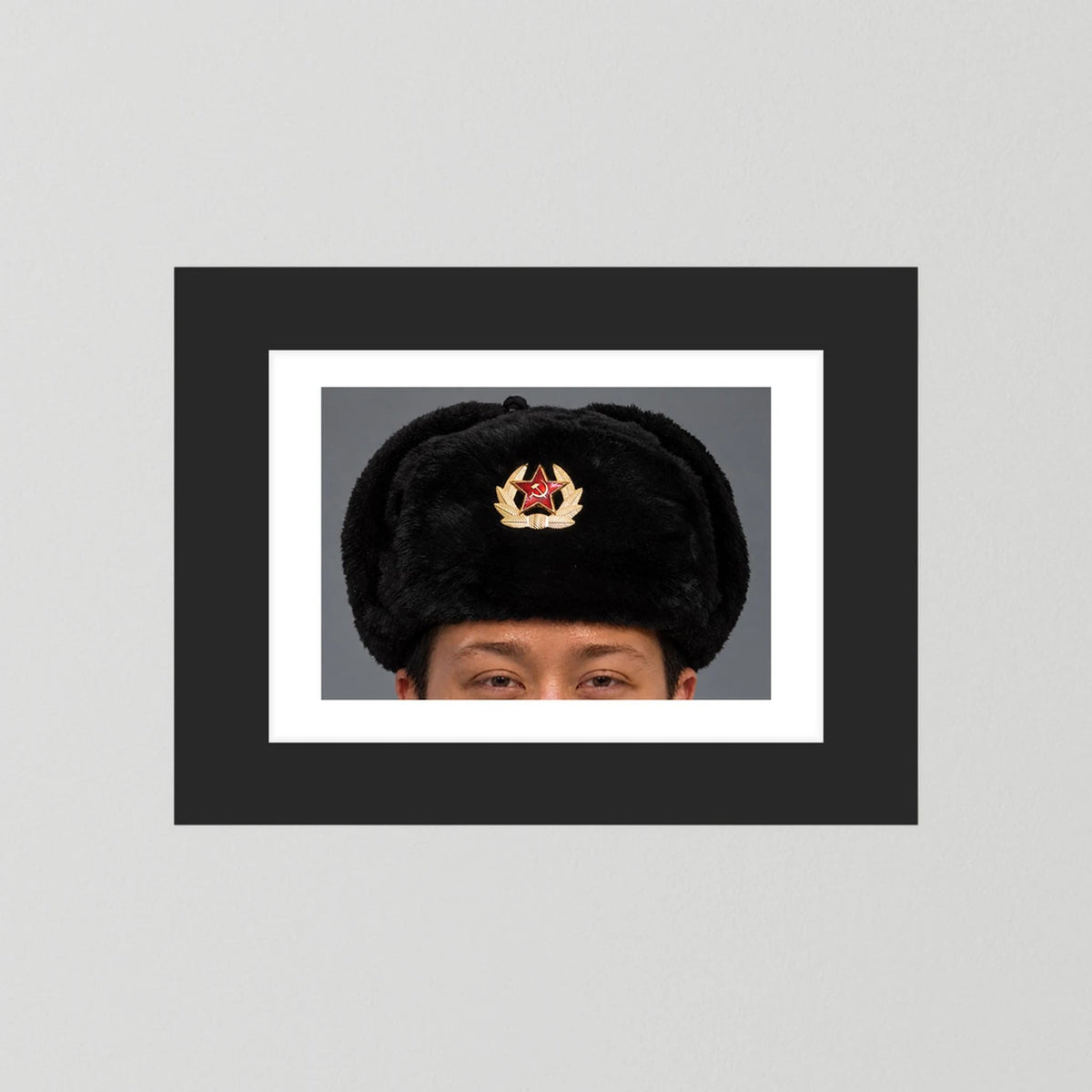 Russian Ushanka, Military with Soviet Army Insignia — photograph presentation mockup