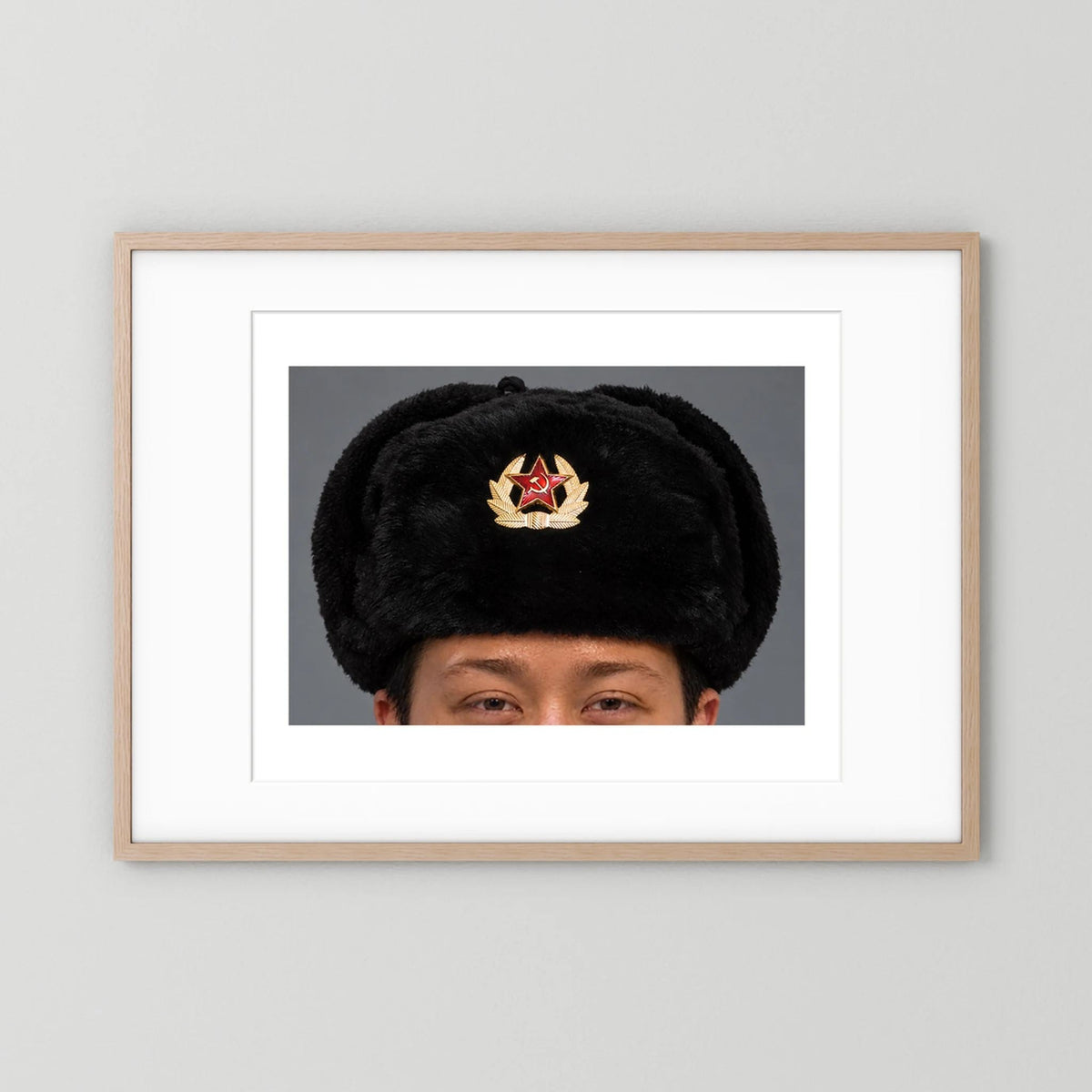 Russian Ushanka, Military with Soviet Army Insignia — photograph presentation mockup