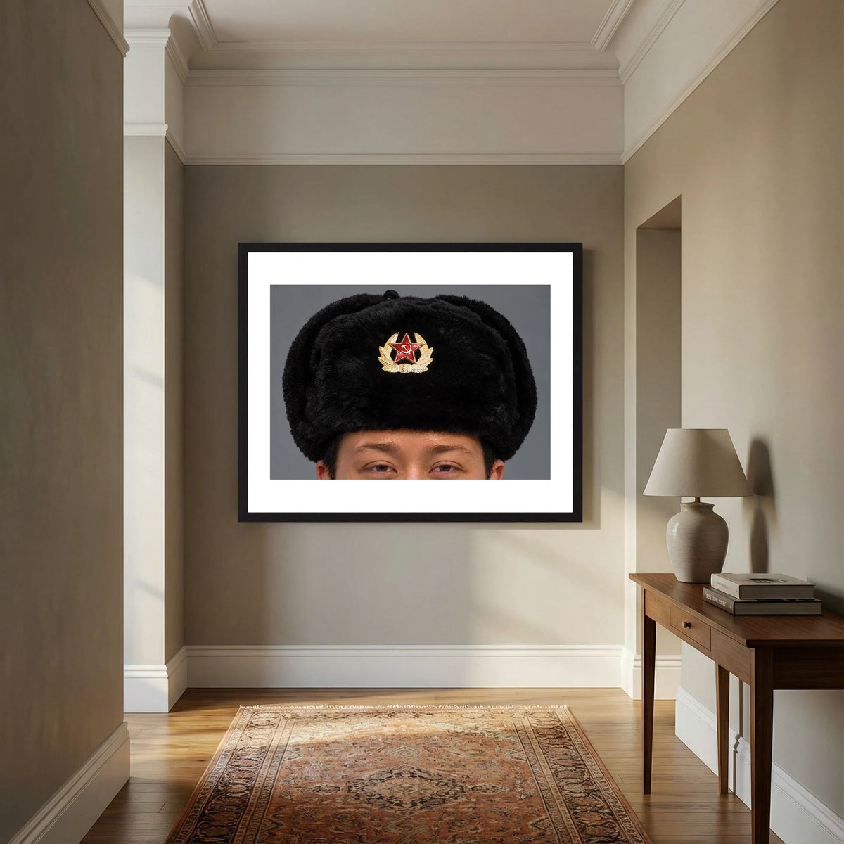Russian Ushanka, Military with Soviet Army Insignia — photograph presentation mockup