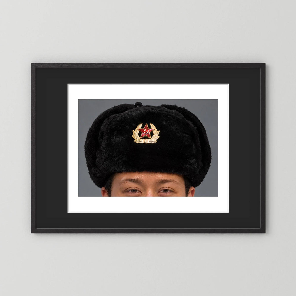 Russian Ushanka, Military with Soviet Army Insignia — photograph presentation mockup