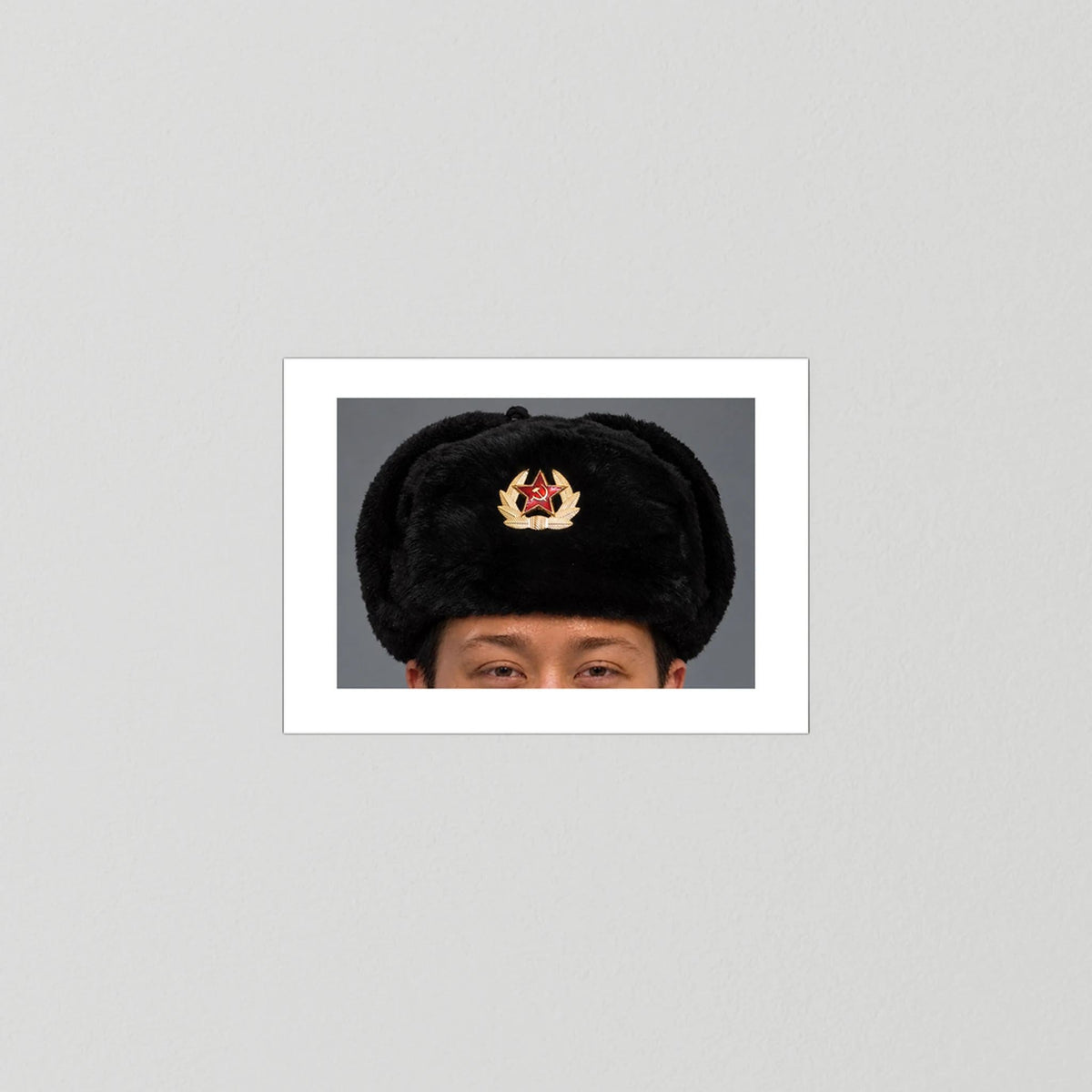 Russian Ushanka, Military with Soviet Army Insignia — photograph presentation mockup