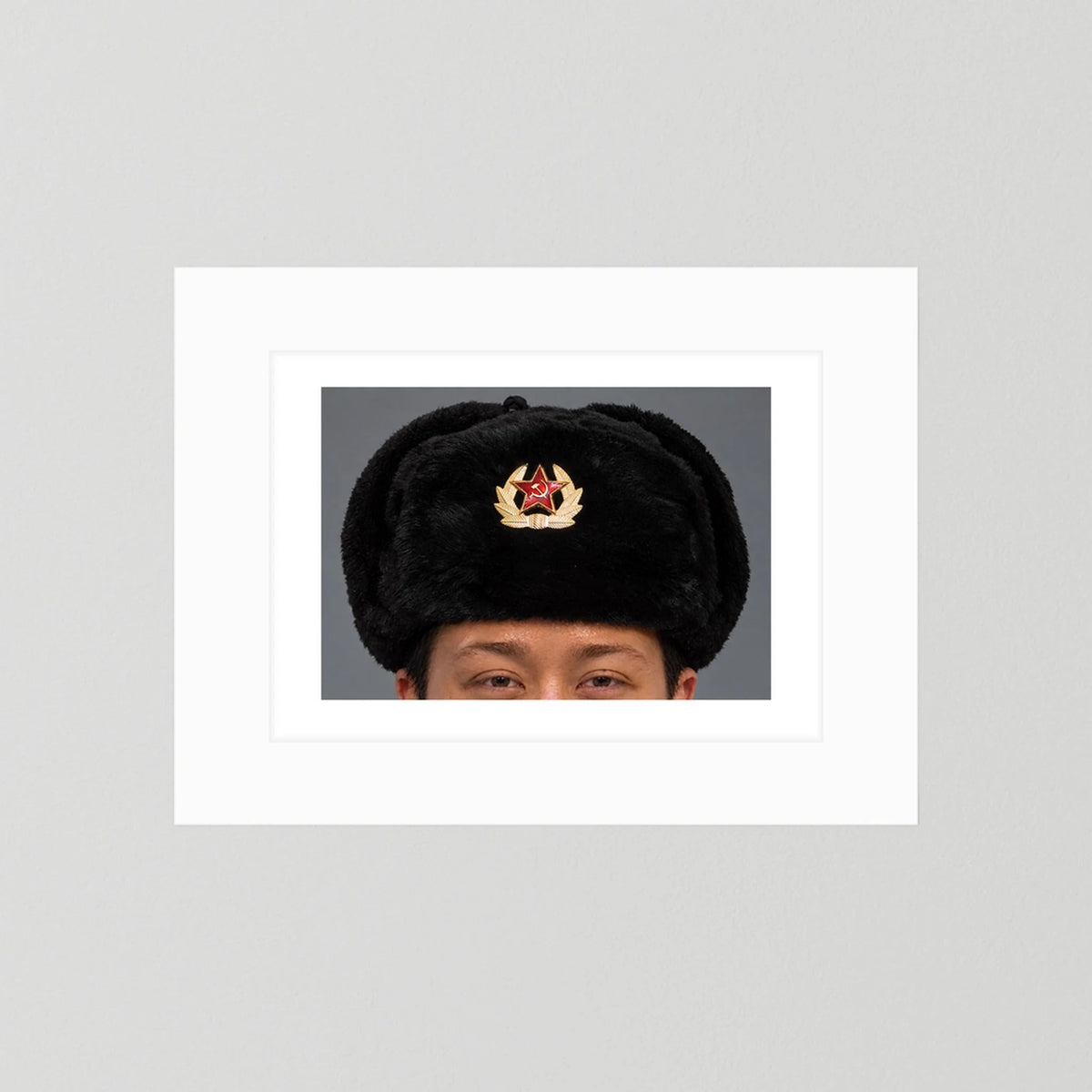 Russian Ushanka, Military with Soviet Army Insignia — photograph presentation mockup