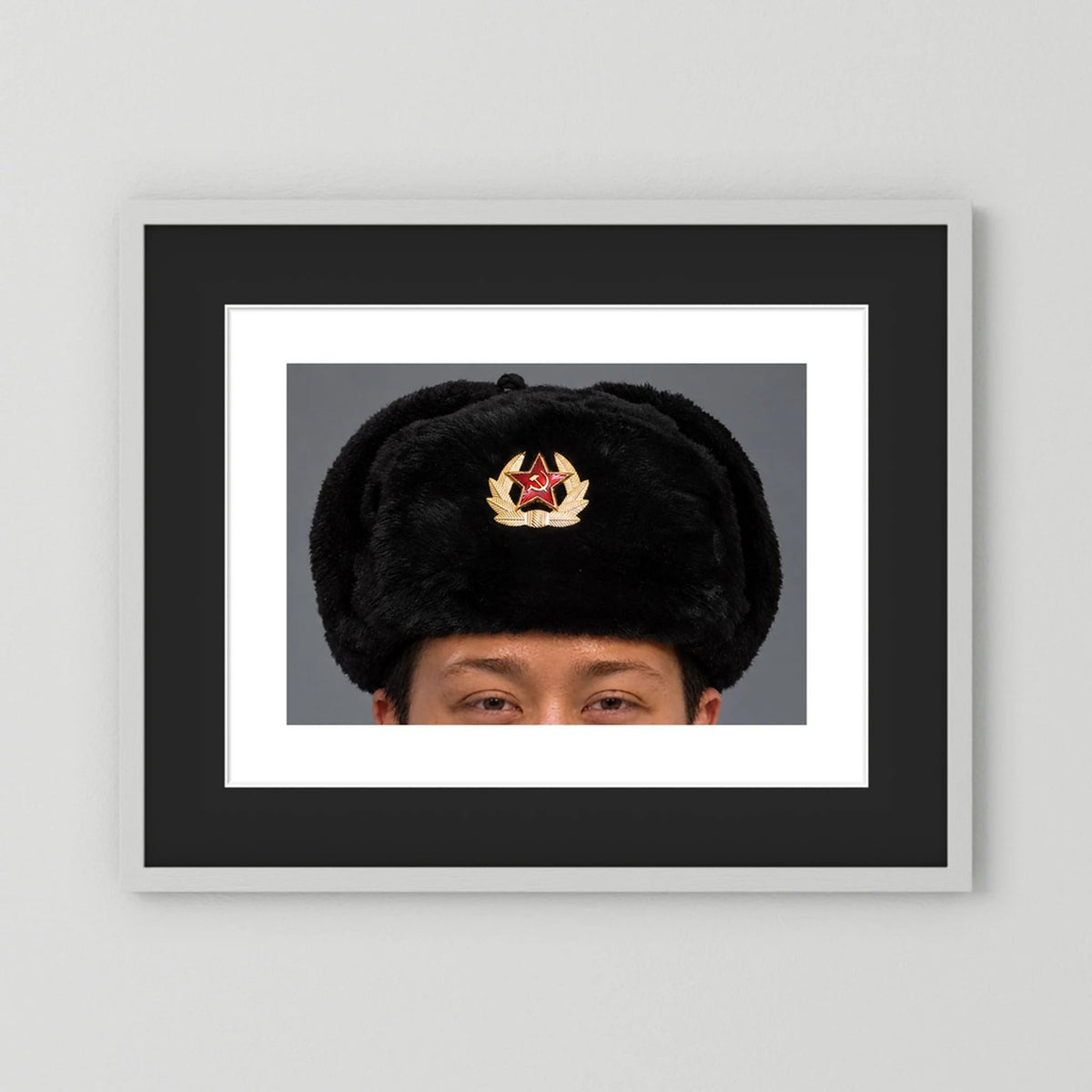 Russian Ushanka, Military with Soviet Army Insignia — photograph presentation mockup