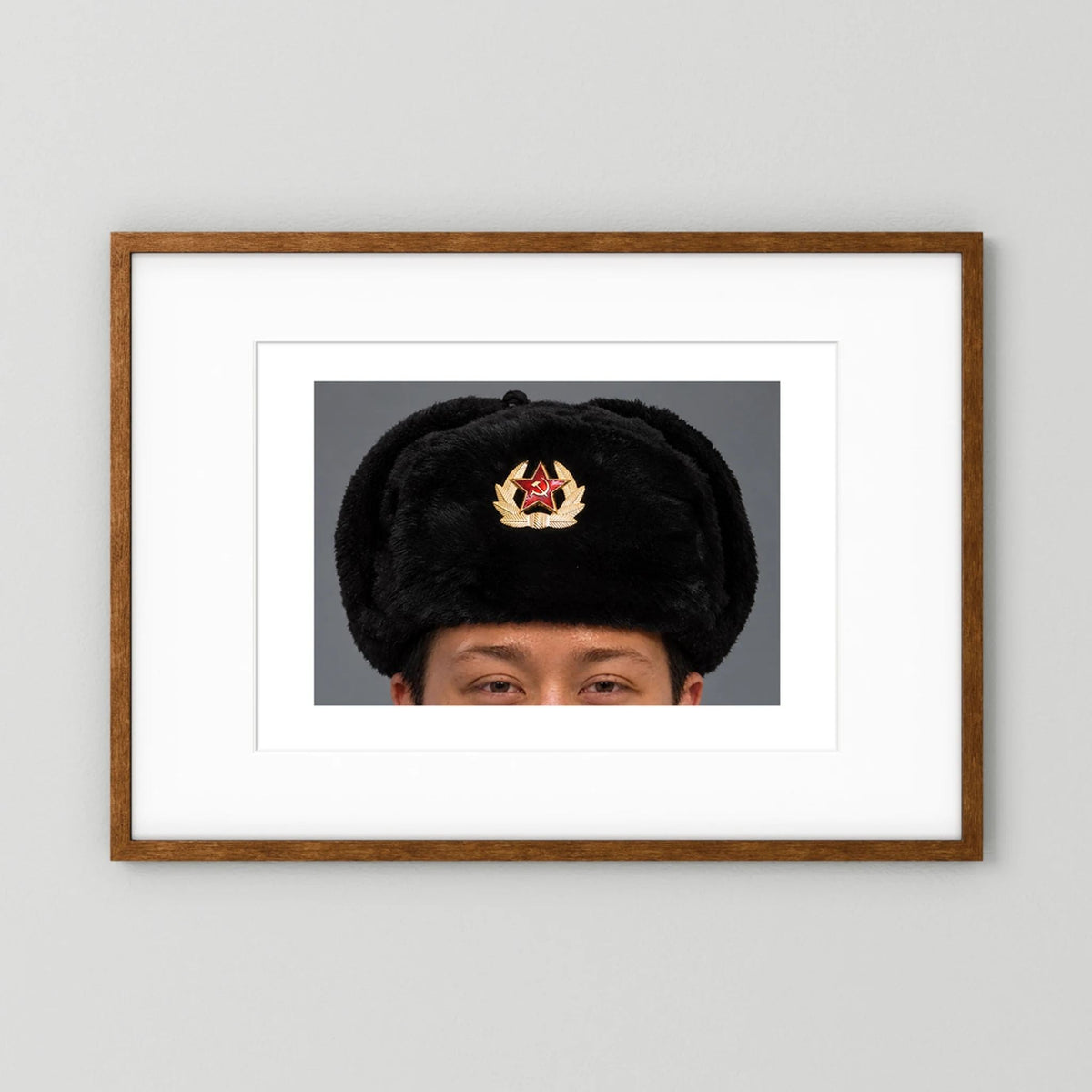 Russian Ushanka, Military with Soviet Army Insignia — photograph presentation mockup