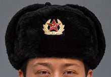 Photograph of Russian Ushanka, Military with Soviet Army Insignia