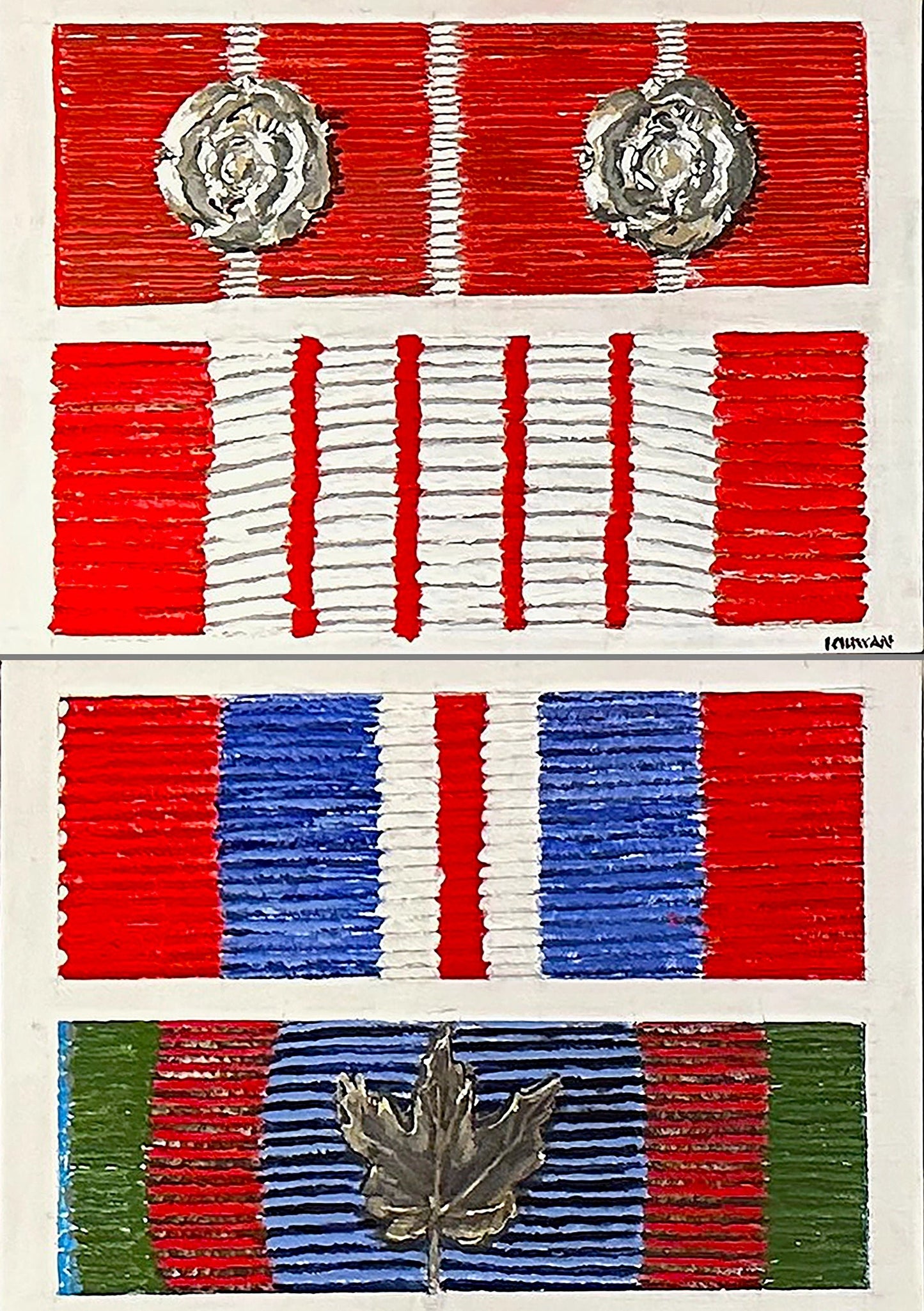 Series of Twelve US & Canadian Medal Ribbons. Print - Art goes to War