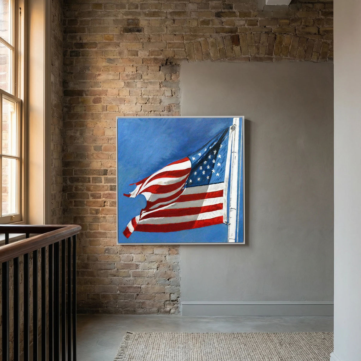 Stars & Stripes facing left — art print presentation mockup