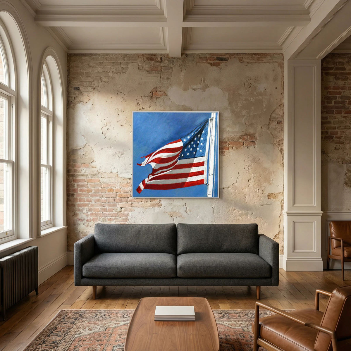 Stars & Stripes facing left — art print presentation mockup