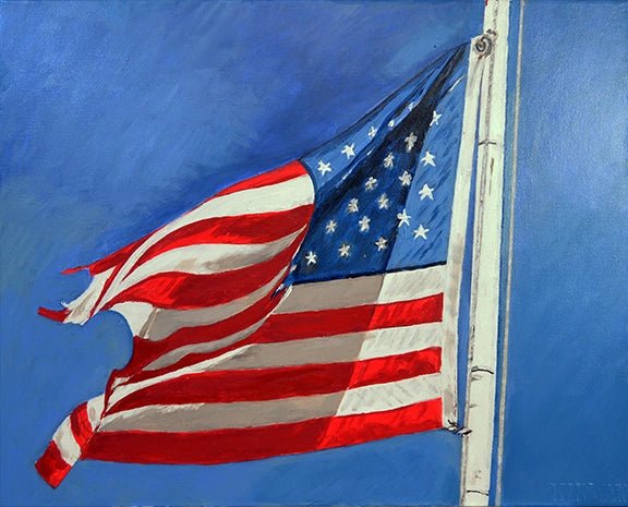 Finished American flag painting by Laurence Kirwan