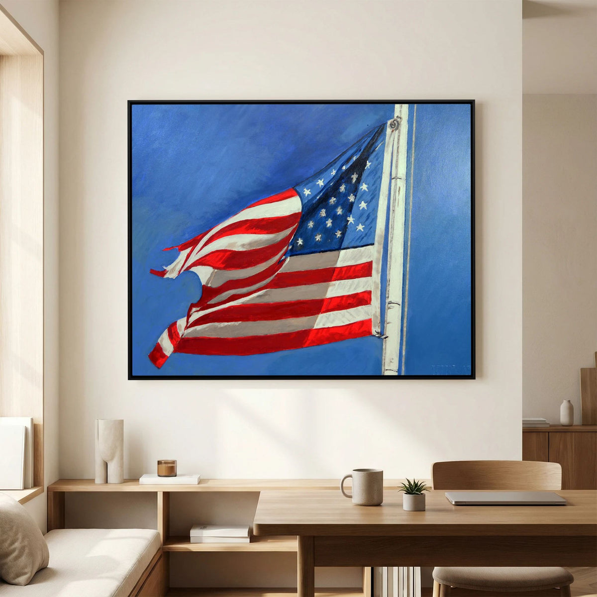 Stars & Stripes — art print displayed in a dark oak frame mockup