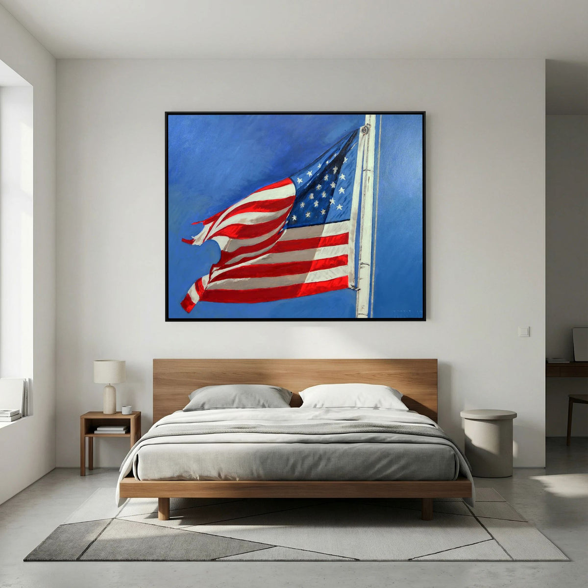 Stars & Stripes — art print displayed in a dark oak frame mockup