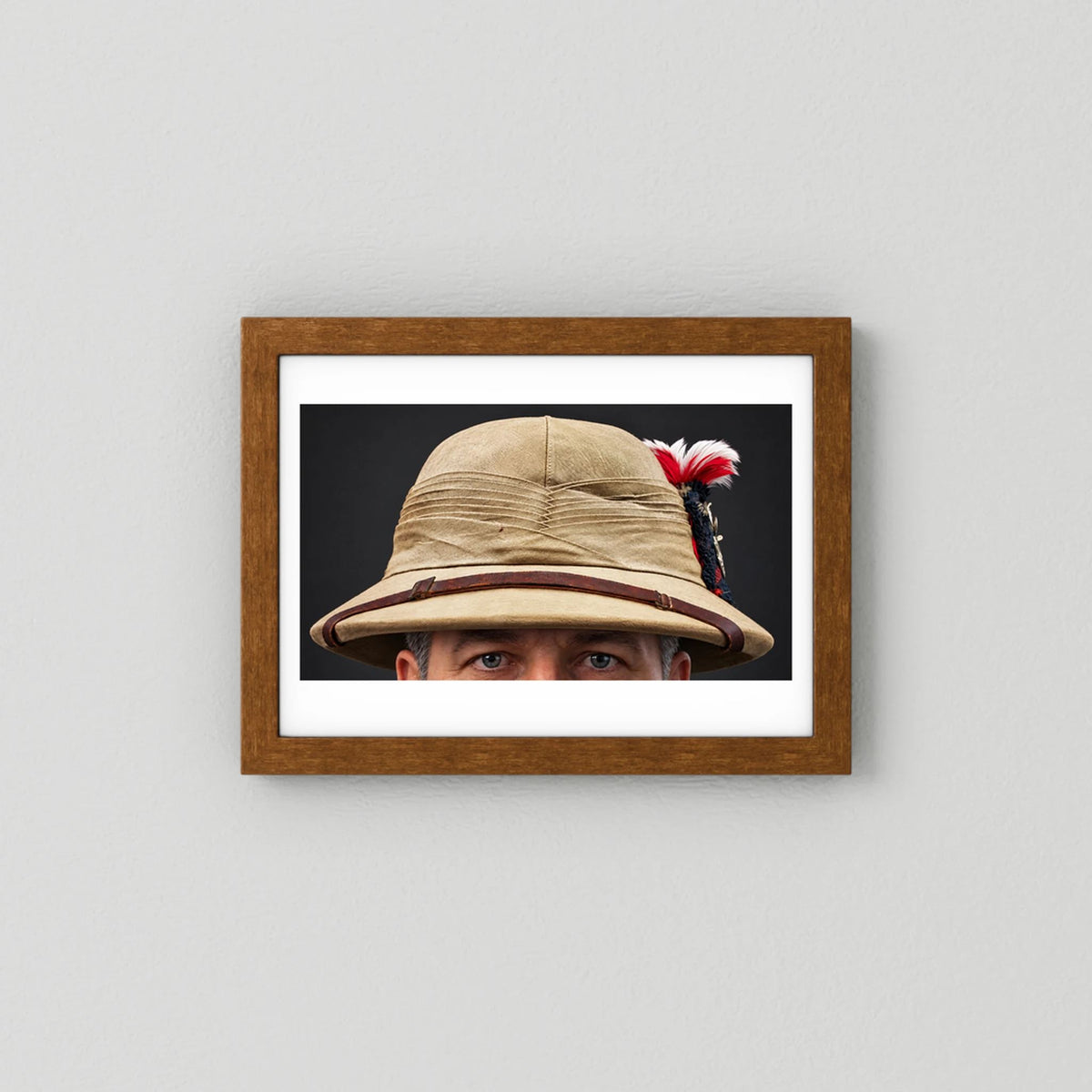 Photograph of Sun Helmet, Bombay Bowler, Seaforth Highlanders. 1942, with Tartan, Regimental Insignia & Hackle