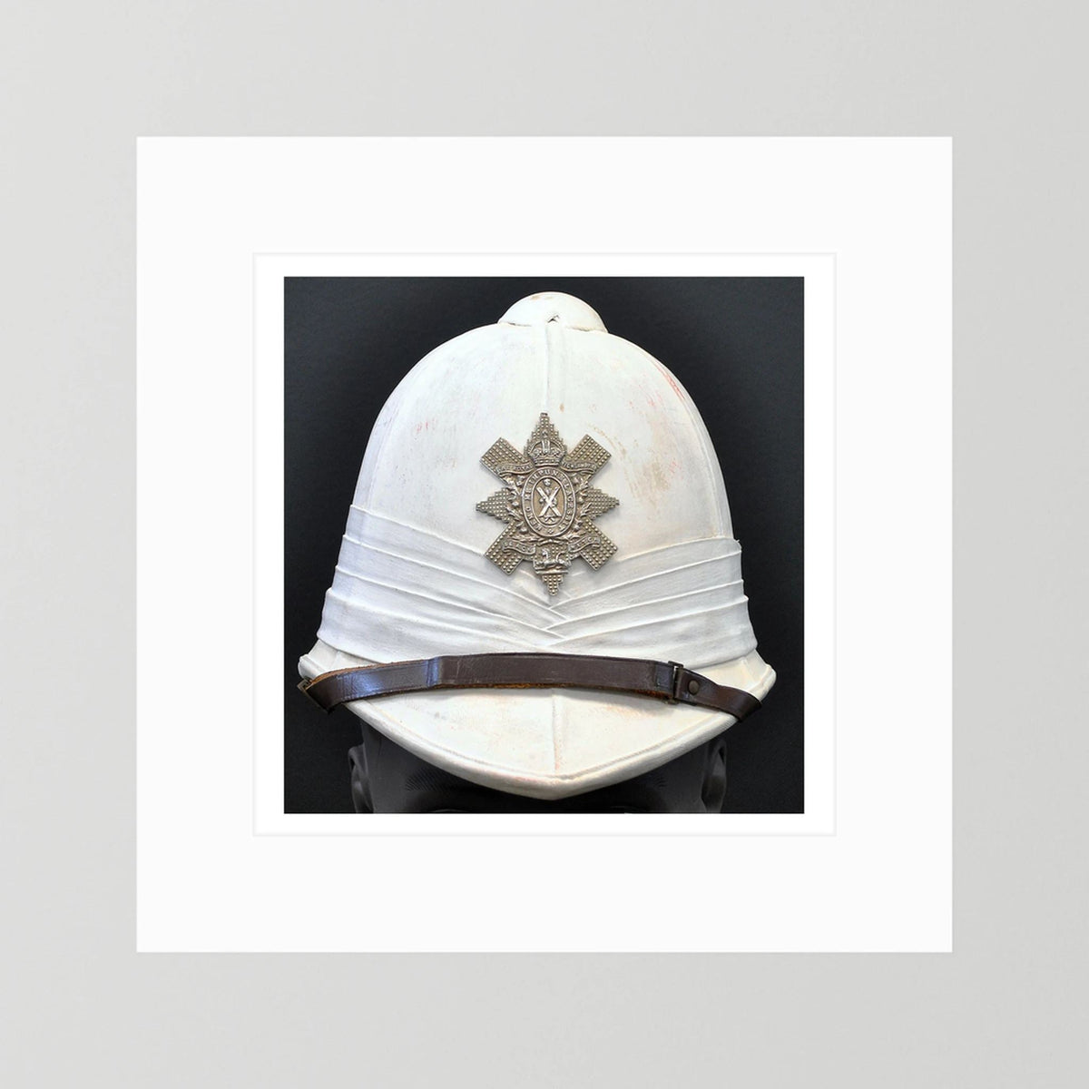 Sun Helmet, Foreign Service Helmet, Black Watch Royal Highlanders — painting presentation mockup