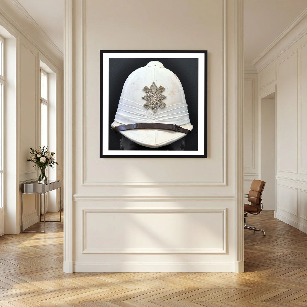 Sun Helmet, Foreign Service Helmet, Black Watch Royal Highlanders — painting presentation mockup
