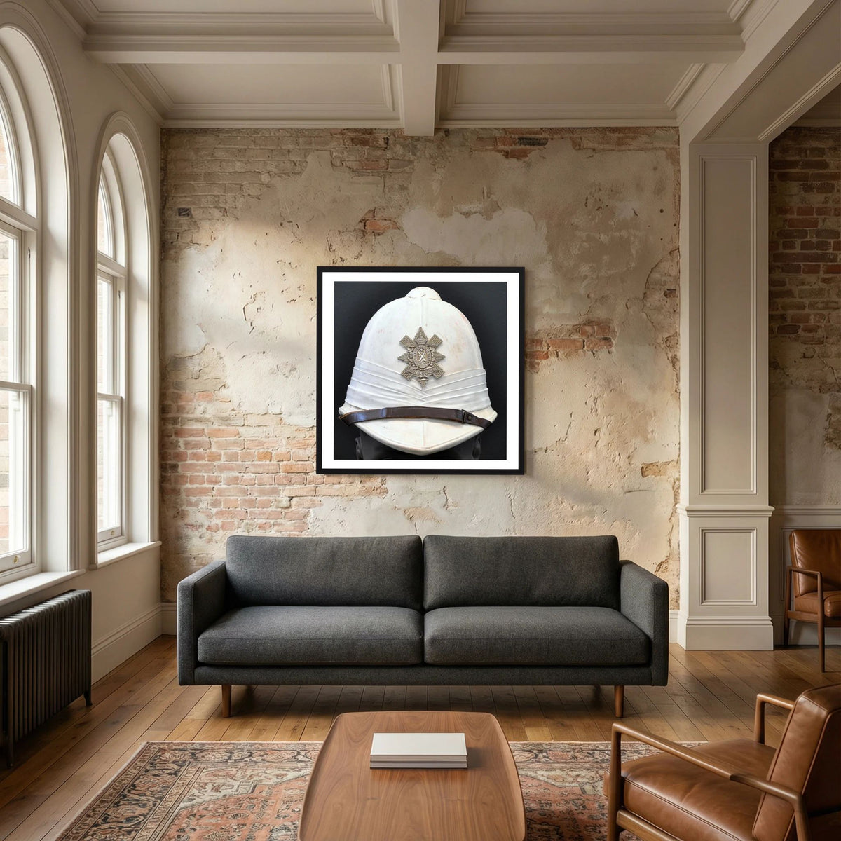 Sun Helmet, Foreign Service Helmet, Black Watch Royal Highlanders — painting presentation mockup