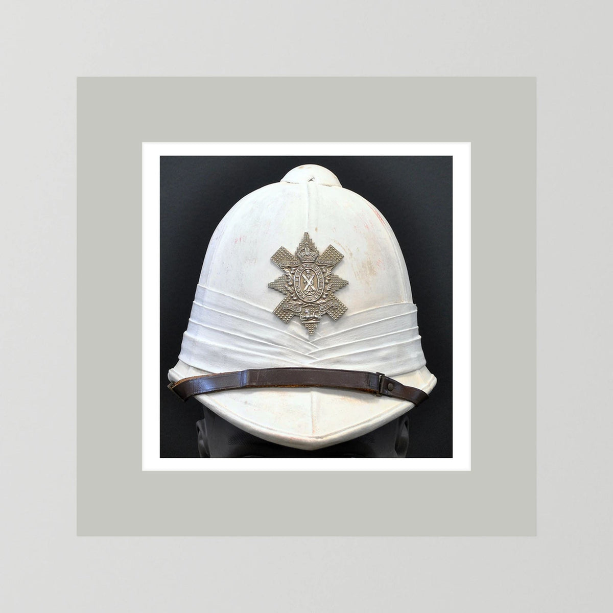 Sun Helmet, Foreign Service Helmet, Black Watch Royal Highlanders — painting presentation mockup