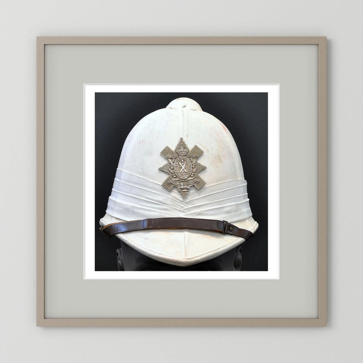 Sun Helmet, Foreign Service Helmet, Black Watch Royal Highlanders — painting presentation mockup