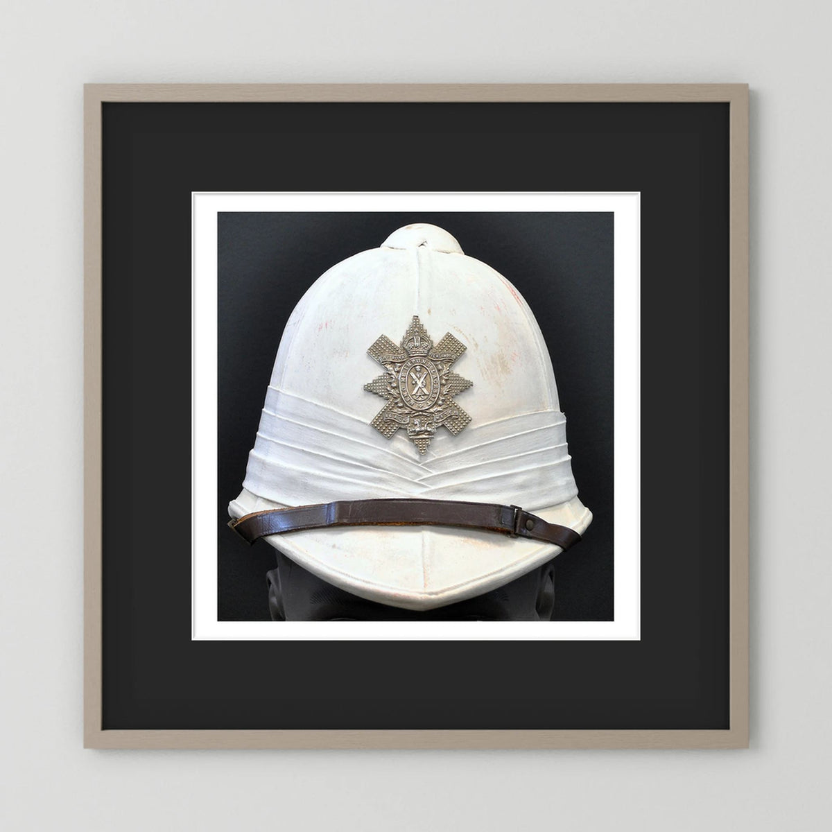 Sun Helmet, Foreign Service Helmet, Black Watch Royal Highlanders — painting presentation mockup