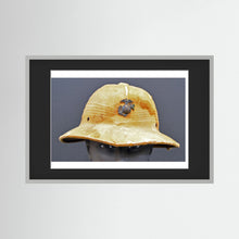 Sun Helmet, USMC, World War Two — photograph displayed in a black wood frame mockup