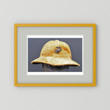 Sun Helmet, USMC, World War Two — photograph displayed in a black wood frame mockup