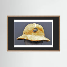 Sun Helmet, USMC, World War Two — photograph displayed in a black wood frame mockup