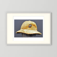 Sun Helmet, USMC, World War Two — photograph displayed in a black wood frame mockup
