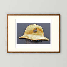 Sun Helmet, USMC, World War Two — photograph displayed in a black wood frame mockup