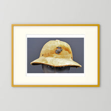 Sun Helmet, USMC, World War Two — photograph displayed in a black wood frame mockup