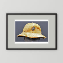 Sun Helmet, USMC, World War Two — photograph displayed in a black wood frame mockup