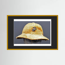 Sun Helmet, USMC, World War Two — photograph displayed in a black wood frame mockup