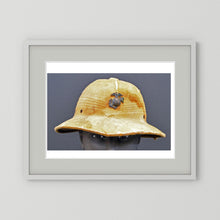 Sun Helmet, USMC, World War Two — photograph displayed in a black wood frame mockup