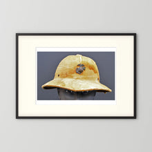Sun Helmet, USMC, World War Two — photograph displayed in a black wood frame mockup