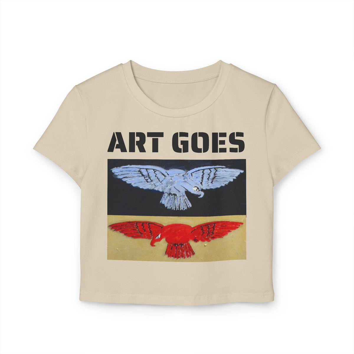 Tee. Graphic Baby Tee — "Art Goes to War" Red & Blue Eagle - Art goes to War