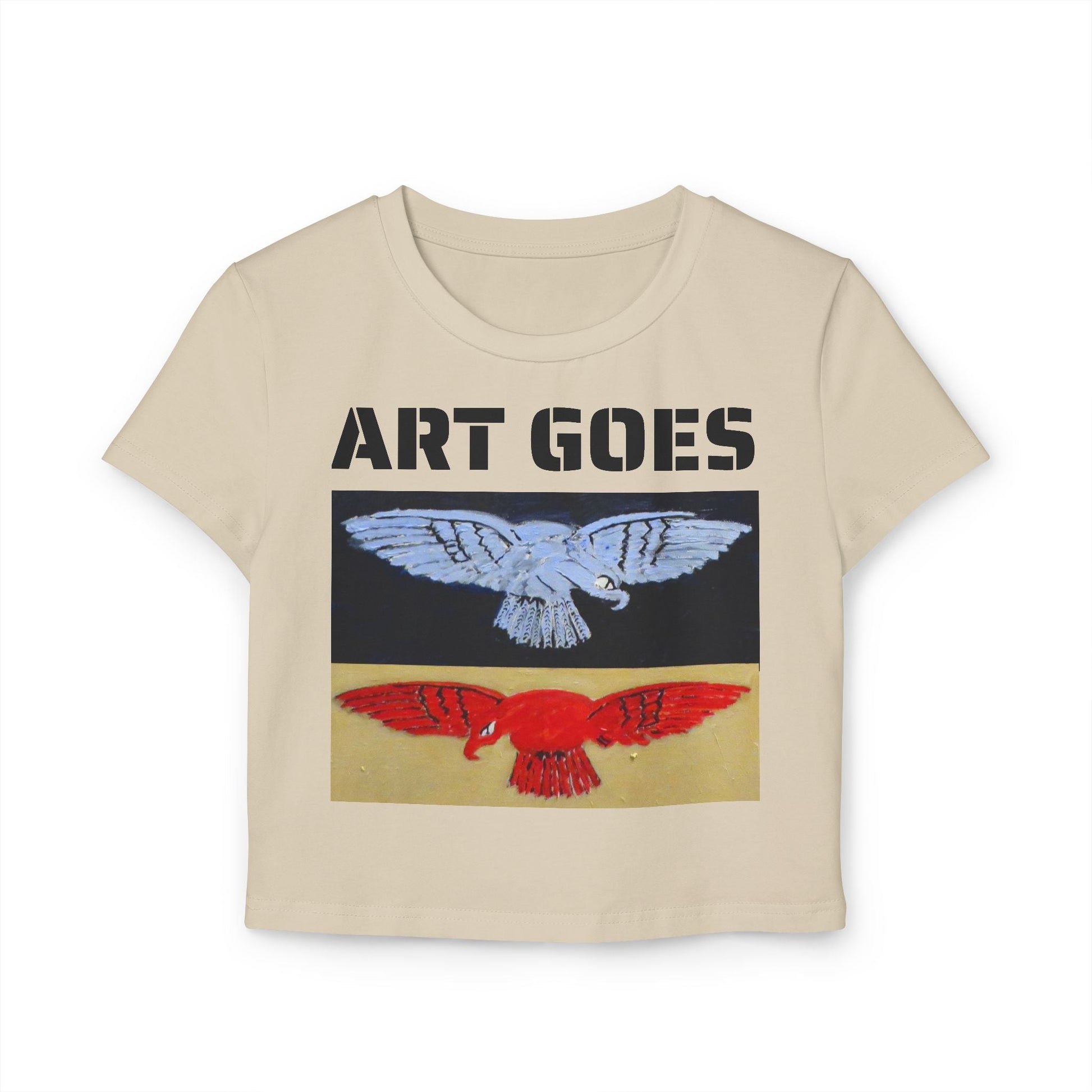 Tee. Graphic Baby Tee — "Art Goes to War" Red & Blue Eagle - Art goes to War