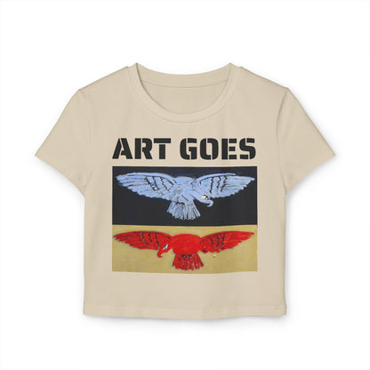 Tee. Graphic Baby Tee — "Art Goes to War" Red & Blue Eagle - Art goes to War