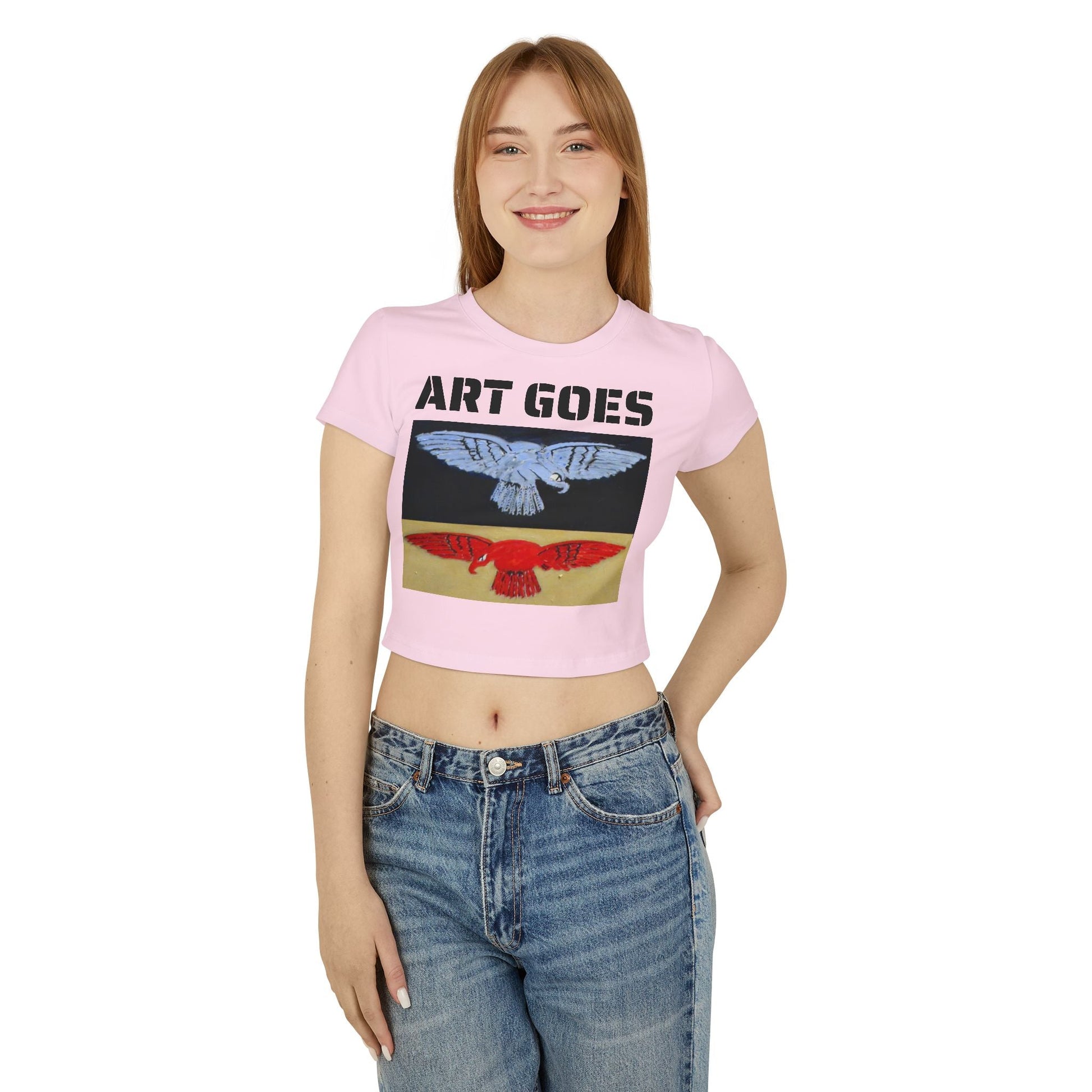 Tee. Graphic Baby Tee — "Art Goes to War" Red & Blue Eagle - Art goes to War
