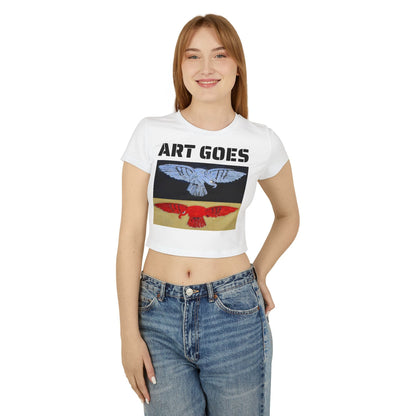 Tee. Graphic Baby Tee — "Art Goes to War" Red & Blue Eagle - Art goes to War