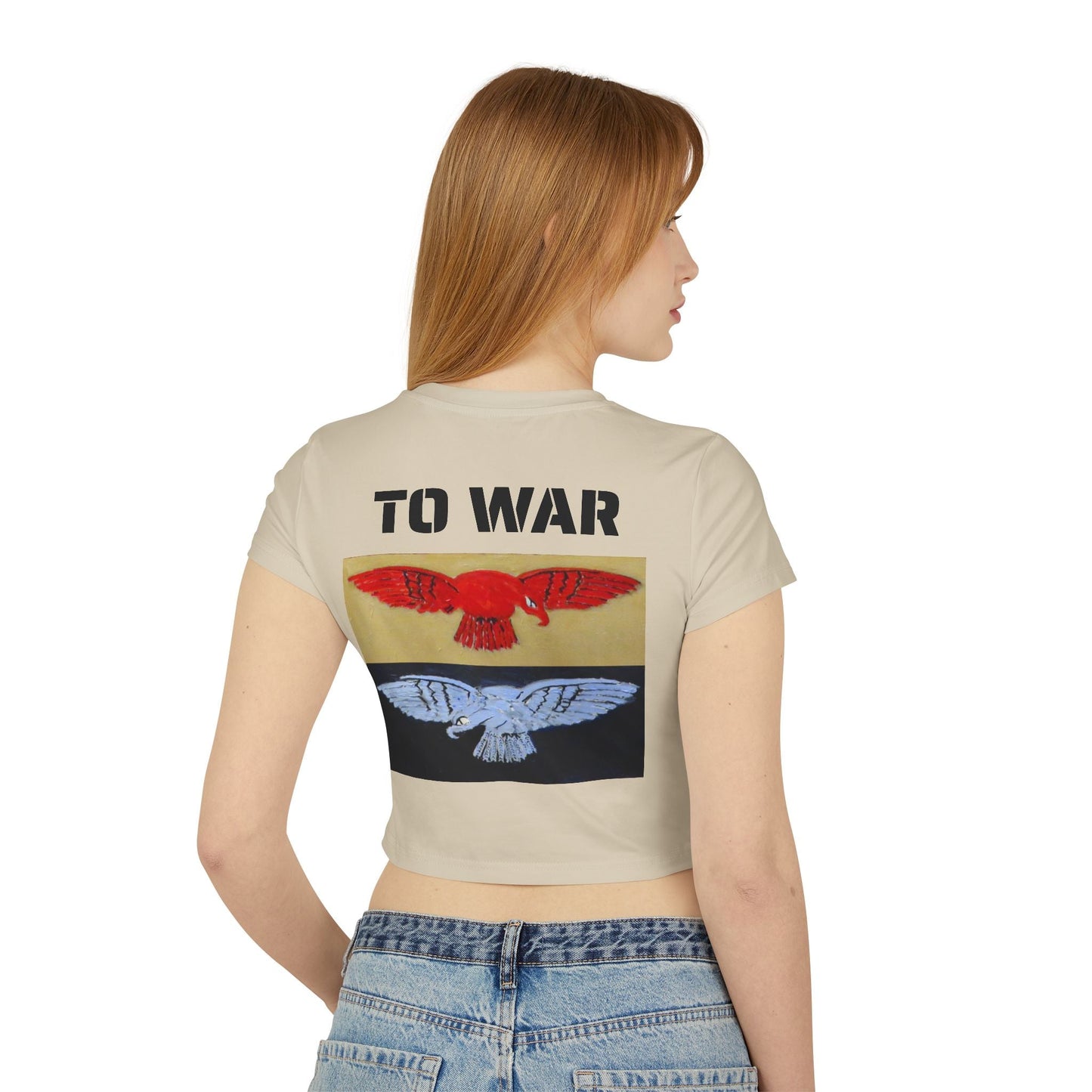 Tee. Graphic Baby Tee — "Art Goes to War" Red & Blue Eagle - Art goes to War
