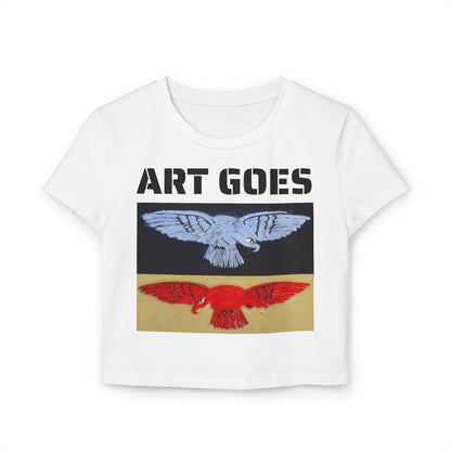 Tee. Graphic Baby Tee — "Art Goes to War" Red & Blue Eagle - Art goes to War