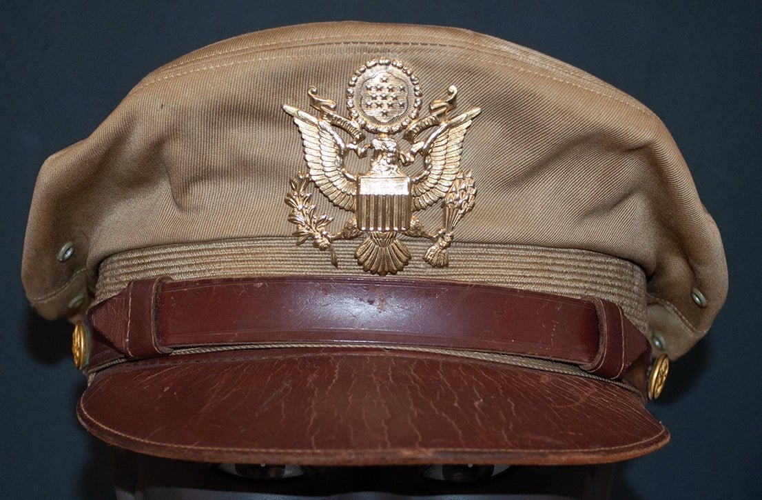 US Army Air Force, USAAF Crusher Pilot Officer WW2 Visor Cap. Photograph - Art goes to War